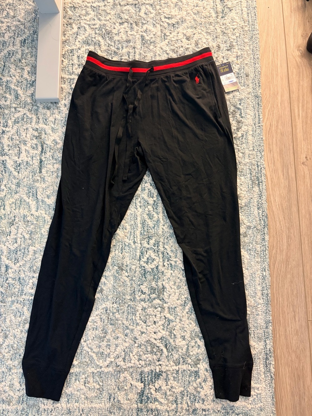 Polo Ralph Lauren black joggers/sleep pants with red waistband NWT size M